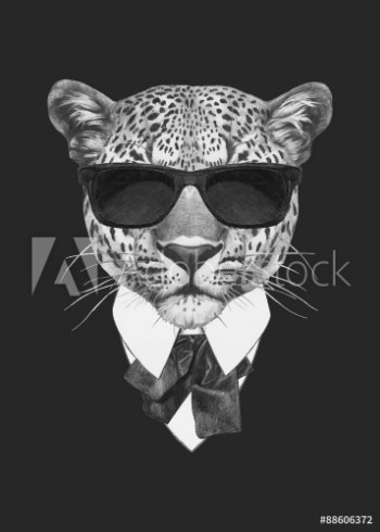 Bild på Portrait of Leopard in suit Vector isolated elements